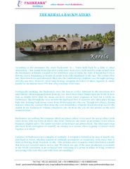THE KERALA BACKWATERS According to the dictionary the