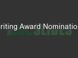 Writing Award Nominations
