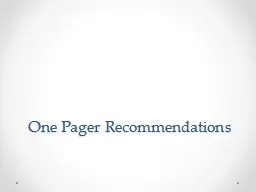 One Pager Recommendations