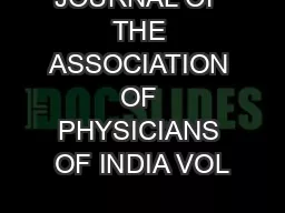 JOURNAL OF THE ASSOCIATION OF PHYSICIANS OF INDIA VOL