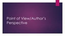 Point of View/Author’s Perspective