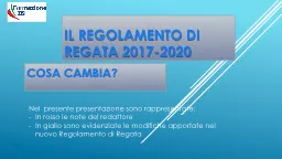 IL REGOLAMENTO DI REGATA 2017-2020