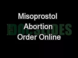 Misoprostol Abortion Order Online