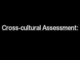 Cross-cultural Assessment: