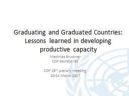 Graduating and Graduated Countries: Lessons learned in deve
