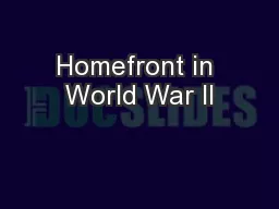 Homefront in World War II