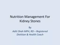 Nutrition Management For Kidney Stones