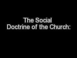 The Social Doctrine of the Church: