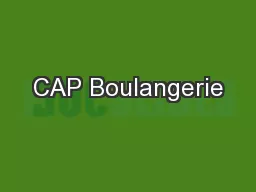 CAP Boulangerie