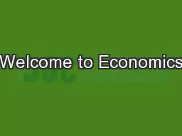 Welcome to Economics