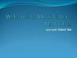 Welcome to Mr. Schaffer’s Math Class