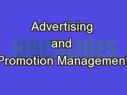 Advertising and Promotion Management