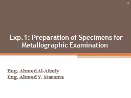 Exp.1: Preparation of Specimens for Metallographic Examinat