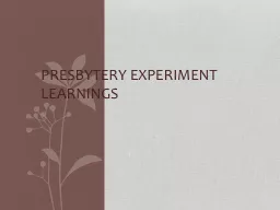 Presbytery experiment