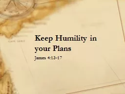 Keep Humility in your Plans