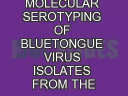 MOLECULAR SEROTYPING OF BLUETONGUE VIRUS ISOLATES FROM THE