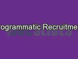 Programmatic Recruitment
