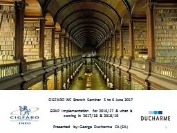 CIGFARO WC Branch Seminar 5 to 6 June 2017