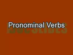 Pronominal Verbs