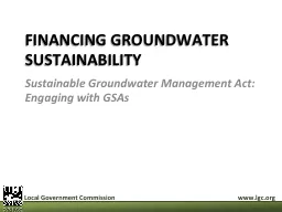 FINANCING GROUNDWATER SUSTAINABILITY