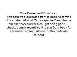 Dora Powercard/ Punchcard