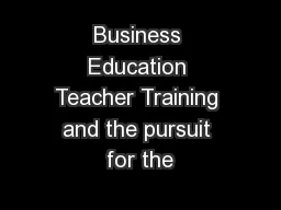 Business Education Teacher Training and the pursuit for the