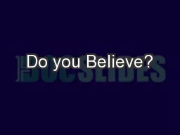Do you Believe?