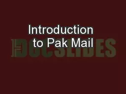 Introduction to Pak Mail