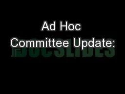 Ad Hoc Committee Update: