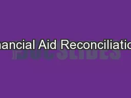 Financial Aid Reconciliations
