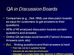 QA in Discussion Boards