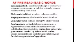 AF pre-read: basic WORDS