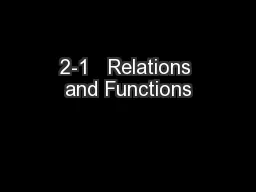 2-1   Relations and Functions