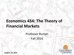 Economics 434: The Theory of Financial Markets