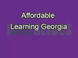 Affordable Learning Georgia