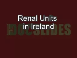 Renal Units in Ireland