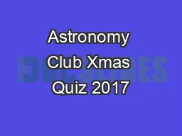 Astronomy Club Xmas Quiz 2017