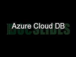 Azure Cloud DB