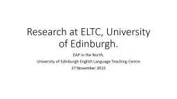 Research at ELTC, University of Edinburgh.