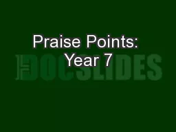 Praise Points: Year 7
