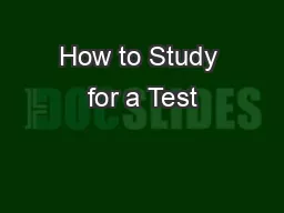 How to Study for a Test