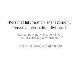 Personal Information Management,
