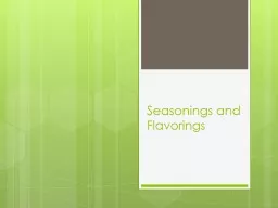 Seasonings and Flavorings