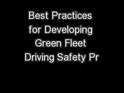 Best Practices for Developing Green Fleet Driving Safety Pr