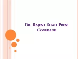 Dr. Rajesh Shah Press Coverage
