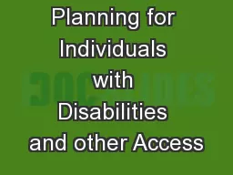Planning for Individuals with Disabilities and other Access