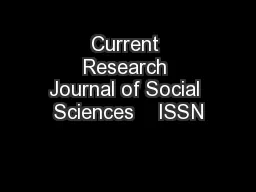 Current Research Journal of Social Sciences    ISSN