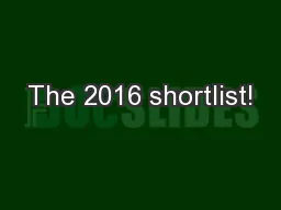 The 2016 shortlist!