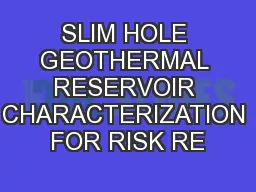 SLIM HOLE GEOTHERMAL RESERVOIR CHARACTERIZATION FOR RISK RE