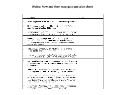 Wales: Now and then map quiz question sheet